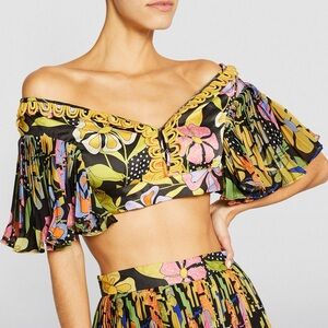 NWT Celia B Frangipani off the shoulder crop top
